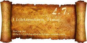 Lichtenstern Timur névjegykártya